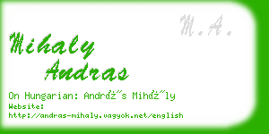 mihaly andras business card